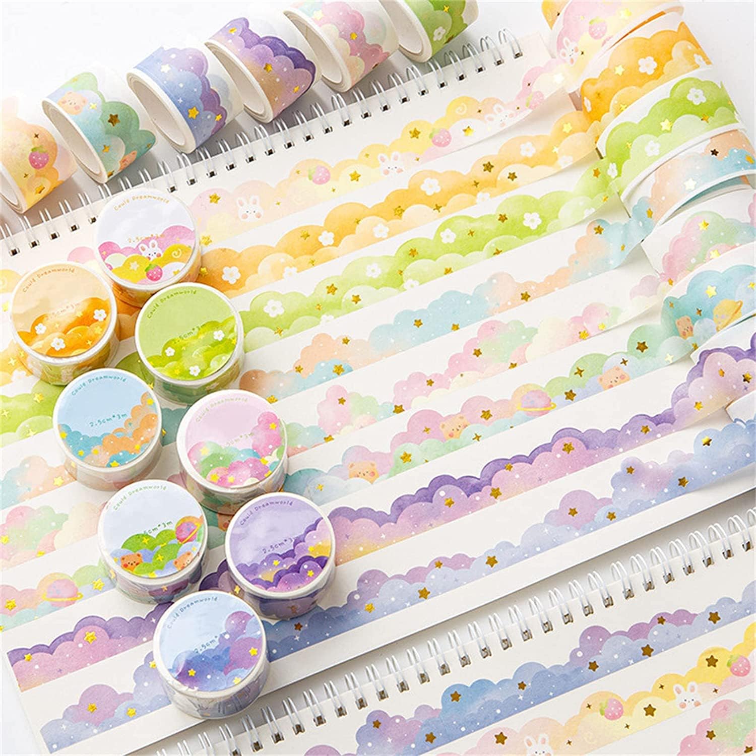 Art Craft Journals - 8 Rolls Color Cloud Washi Tape