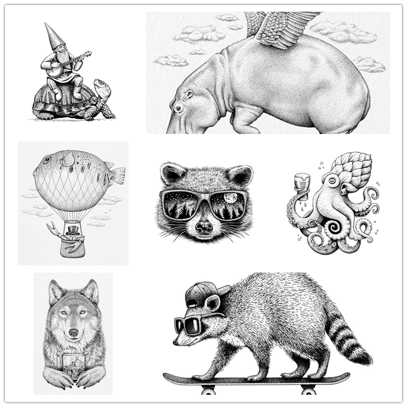 Art Craft Umbrella - Animals Art Raccoon Cock New DIY