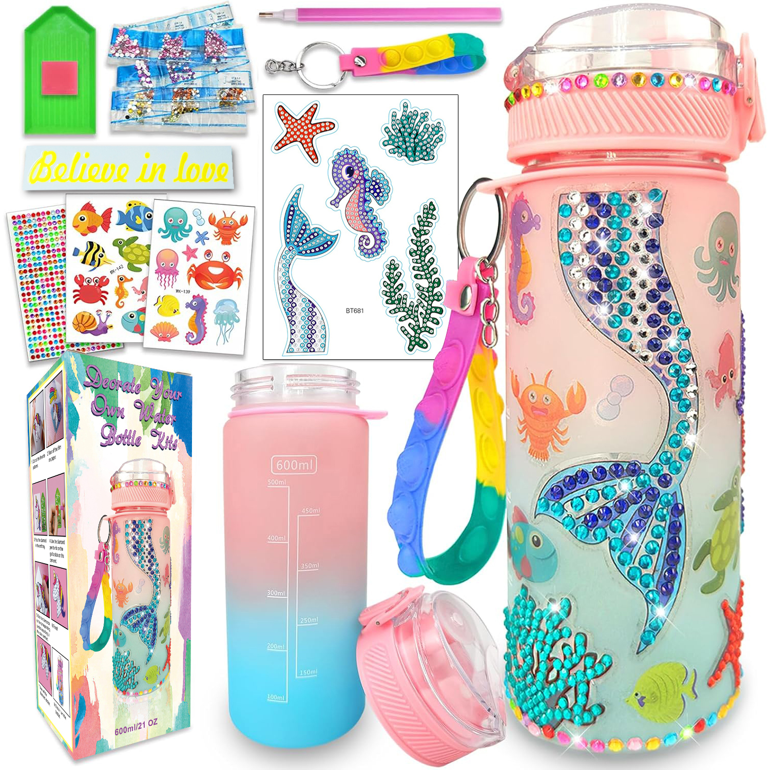 Art Craft Kits For Kids - Decorate Your Own Water Bottle Kits