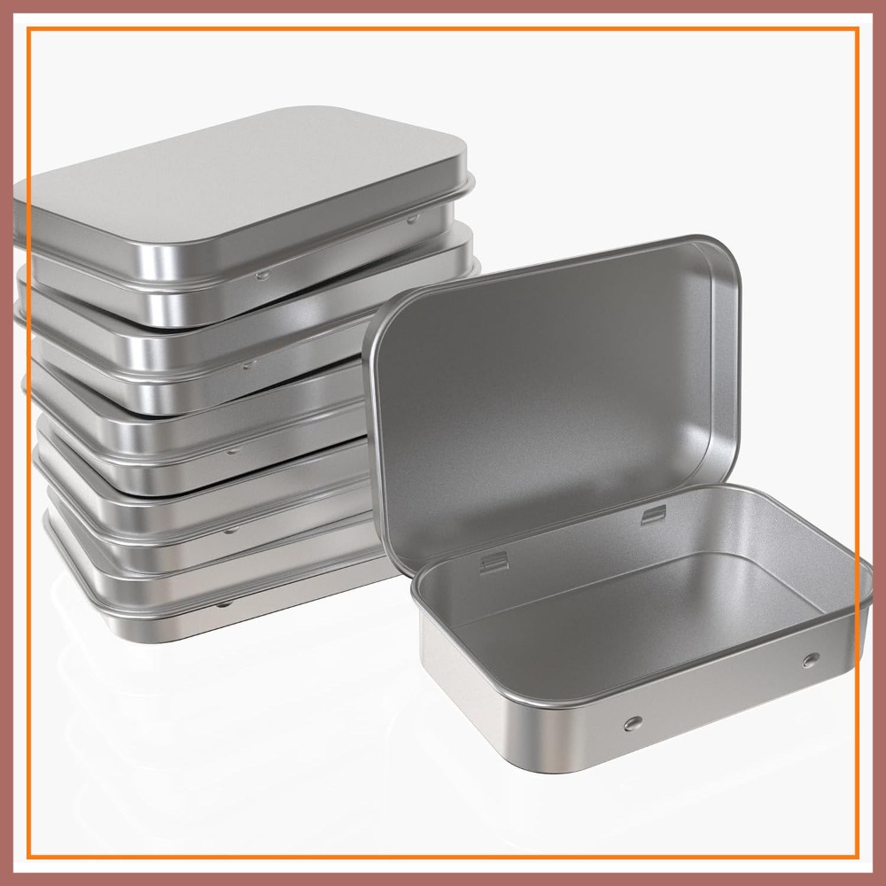 Art Craft Organizer - 6Pcs Small Hinged Tin Boxes, Metal