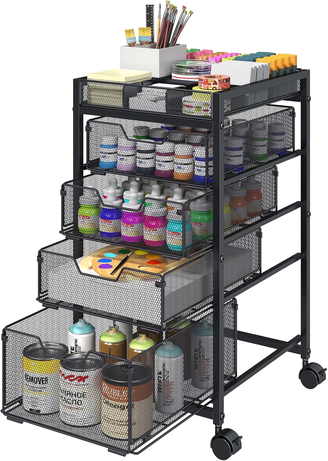 Art Craft Organizer - Rolling Utility Cart with 4 Drawers,
