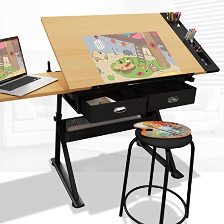Art & Craft Paper Ideas For Kids - Drafting Table with Storage Height Adjustable