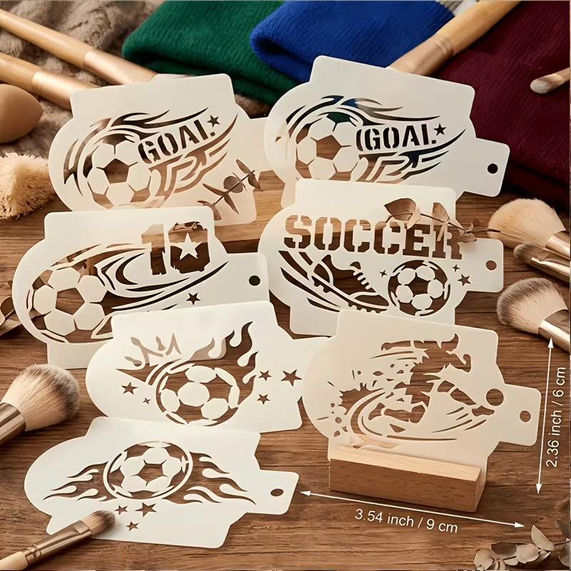 Art Craft Material - 6Pcs Football Stencils for Painting Plastic