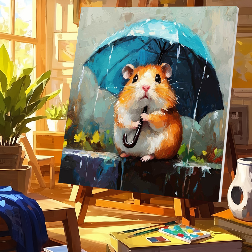 Art Craft Umbrella - DIY Oil Painting By Numbers Hamster