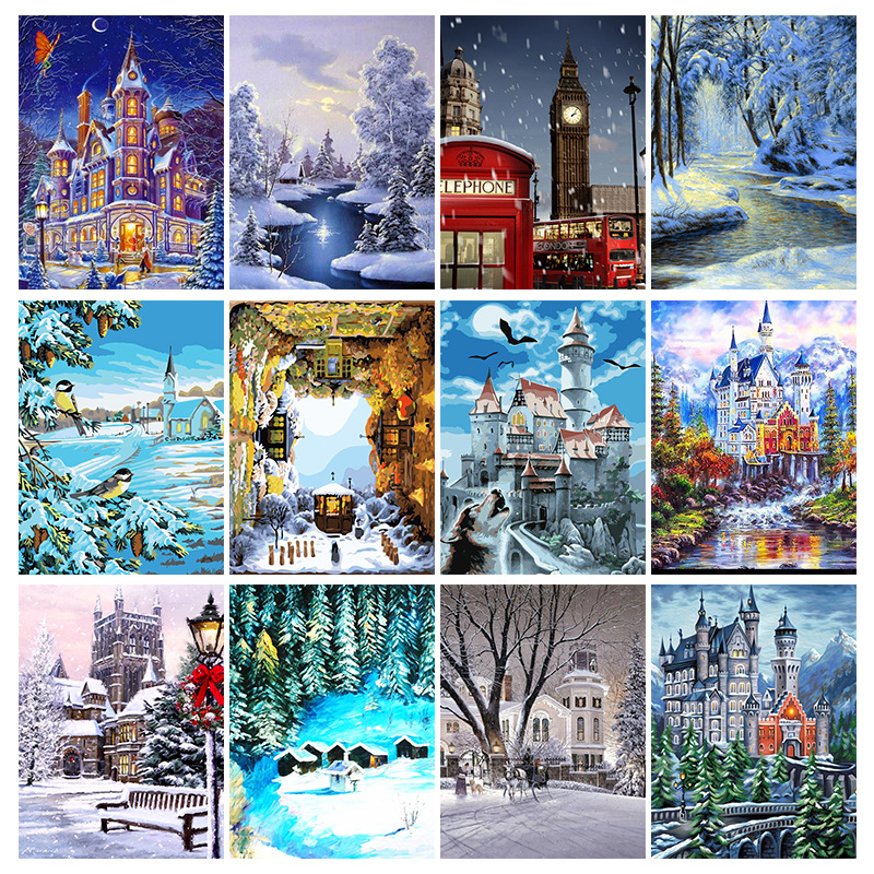 Art Craft Winter - Winter Castle Snow Scene Diamond Painting