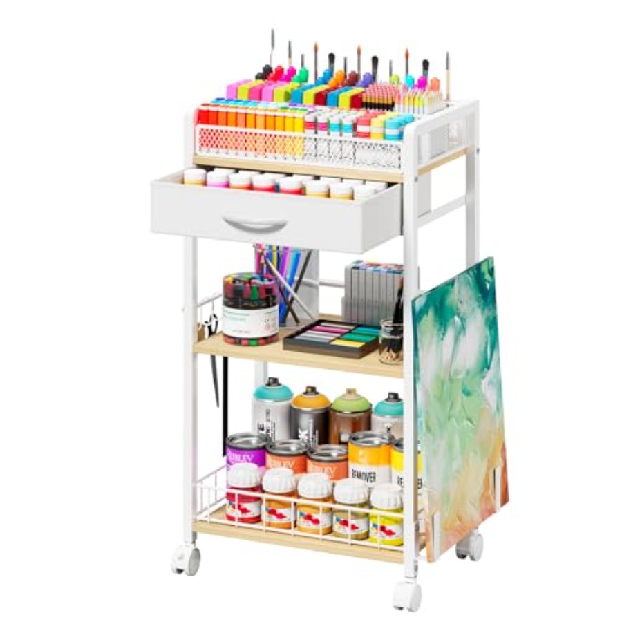 Art Craft Organizer - 3 Tier Rolling Cart - Metal