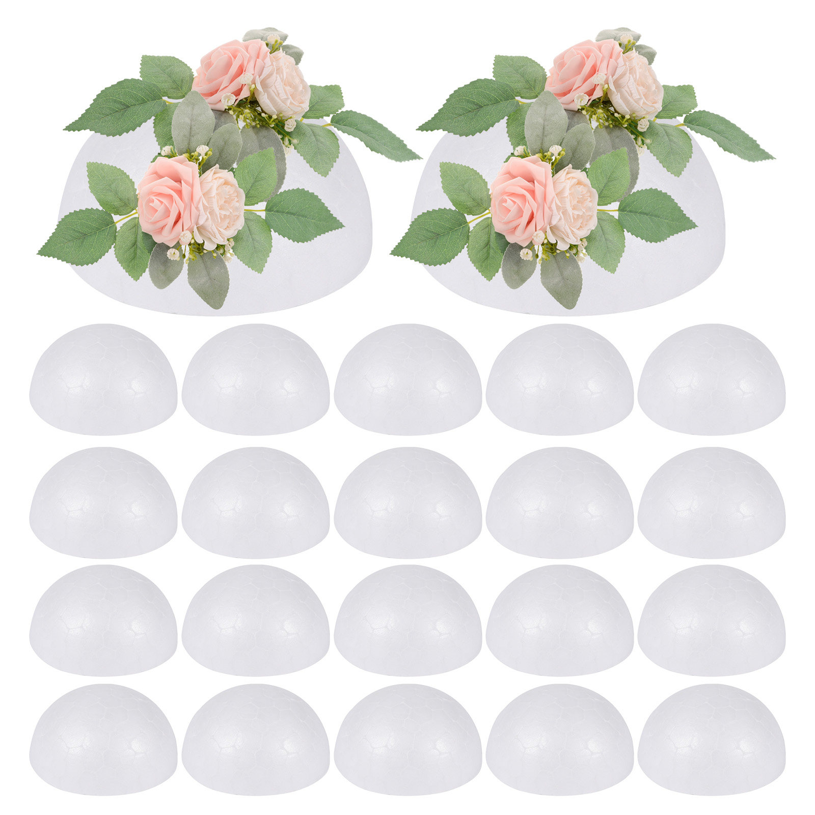 Art Craft Winter - 200Pcs 3Cm White Polystyrene Semicircle Ornaments