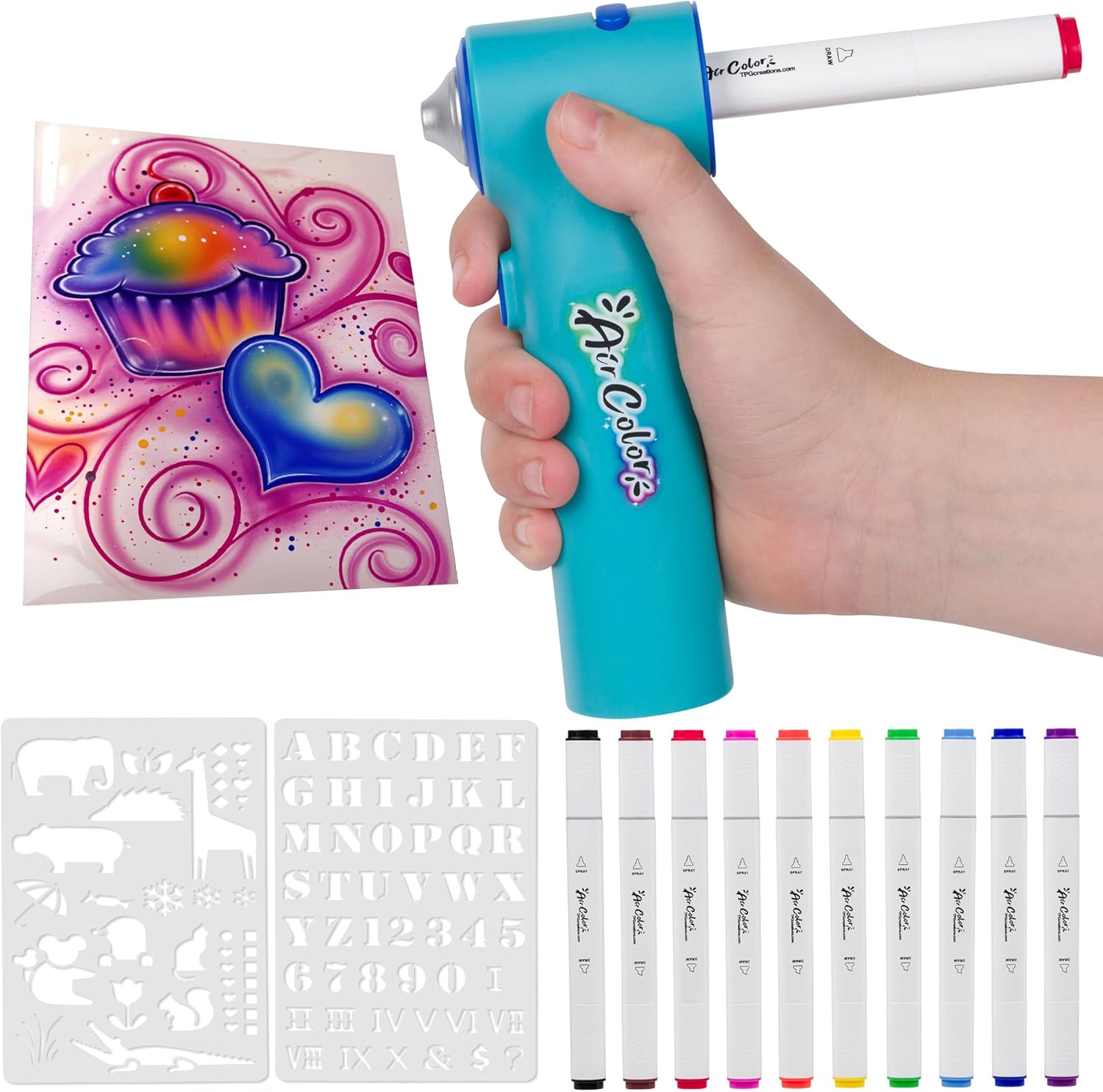 Art Craft Kits For Kids - Cordless Airbrush Marker Kit for Kids