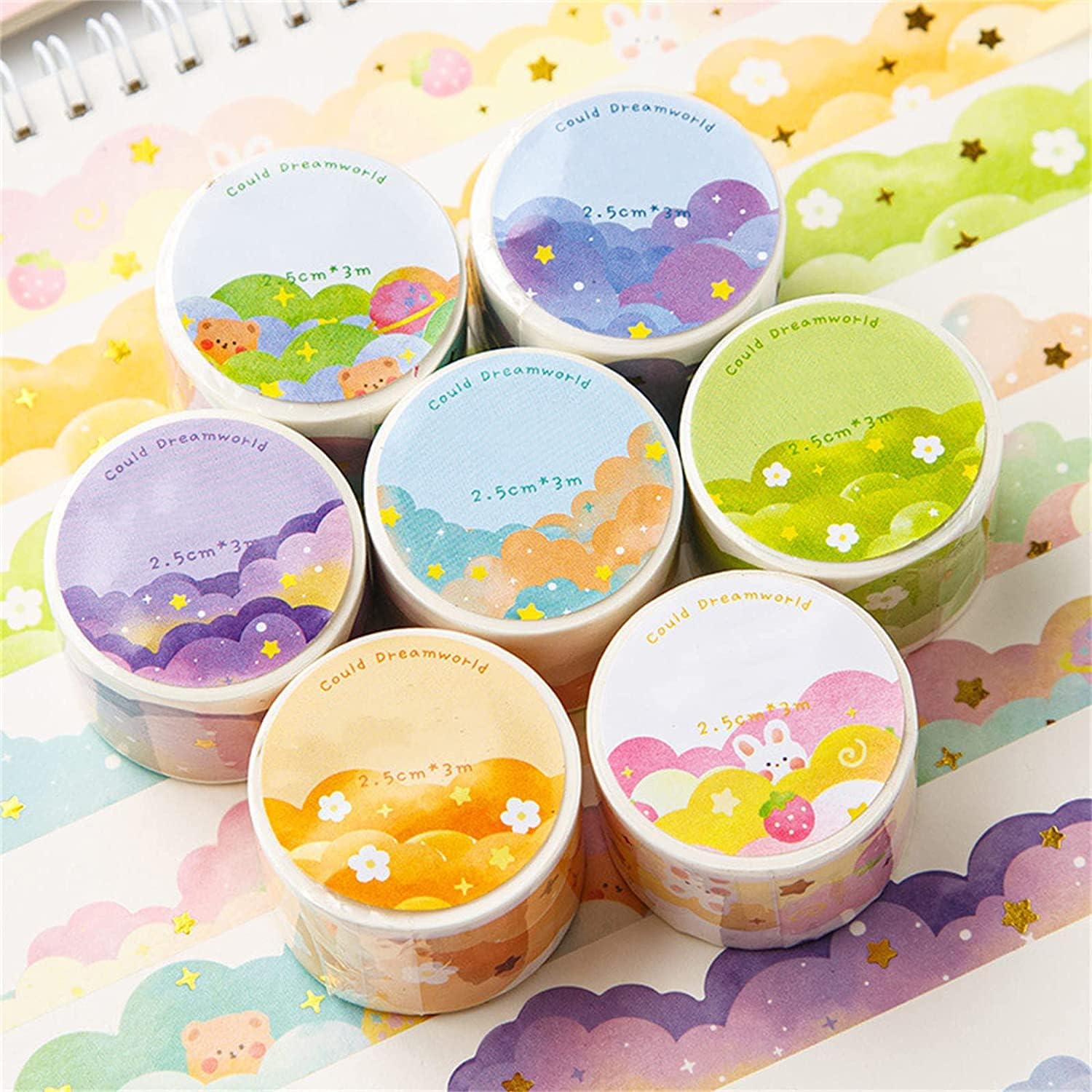 8 Rolls Color Cloud Washi Tape - Art Craft Journals avis et prix