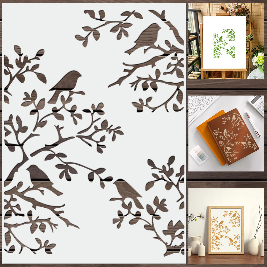 1pcs DIY Bird Branch Stencil f - Art Craft Journals avis et prix