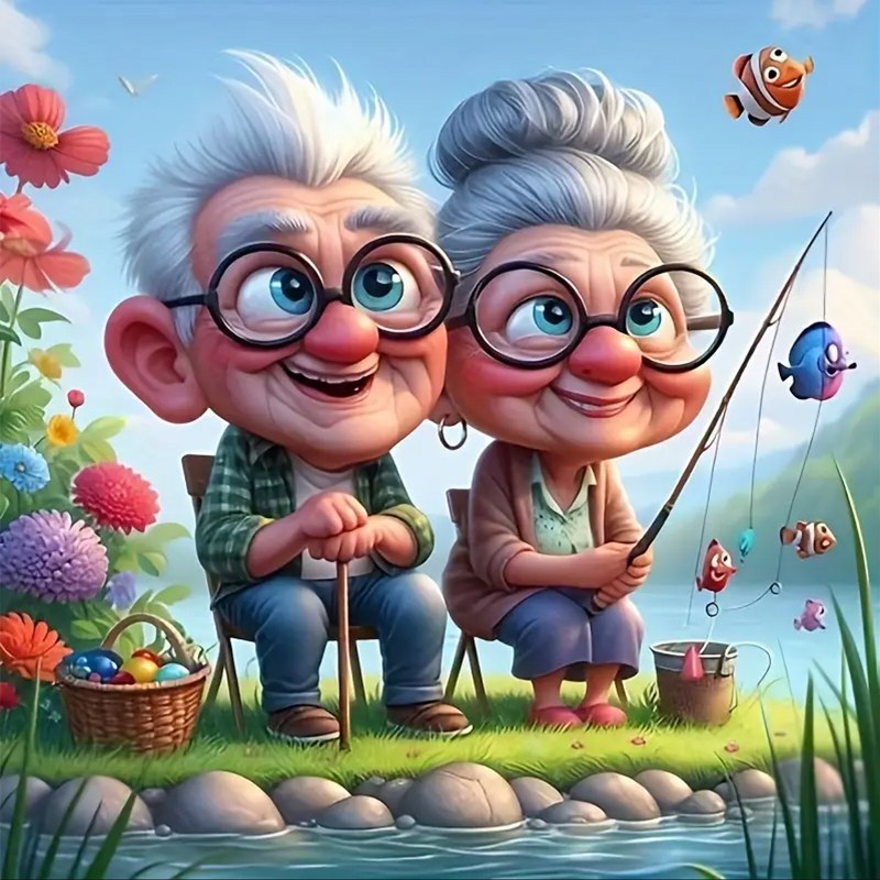 Grandparents Fishing Diamond P - Art Craft Kits For Adults avis et prix