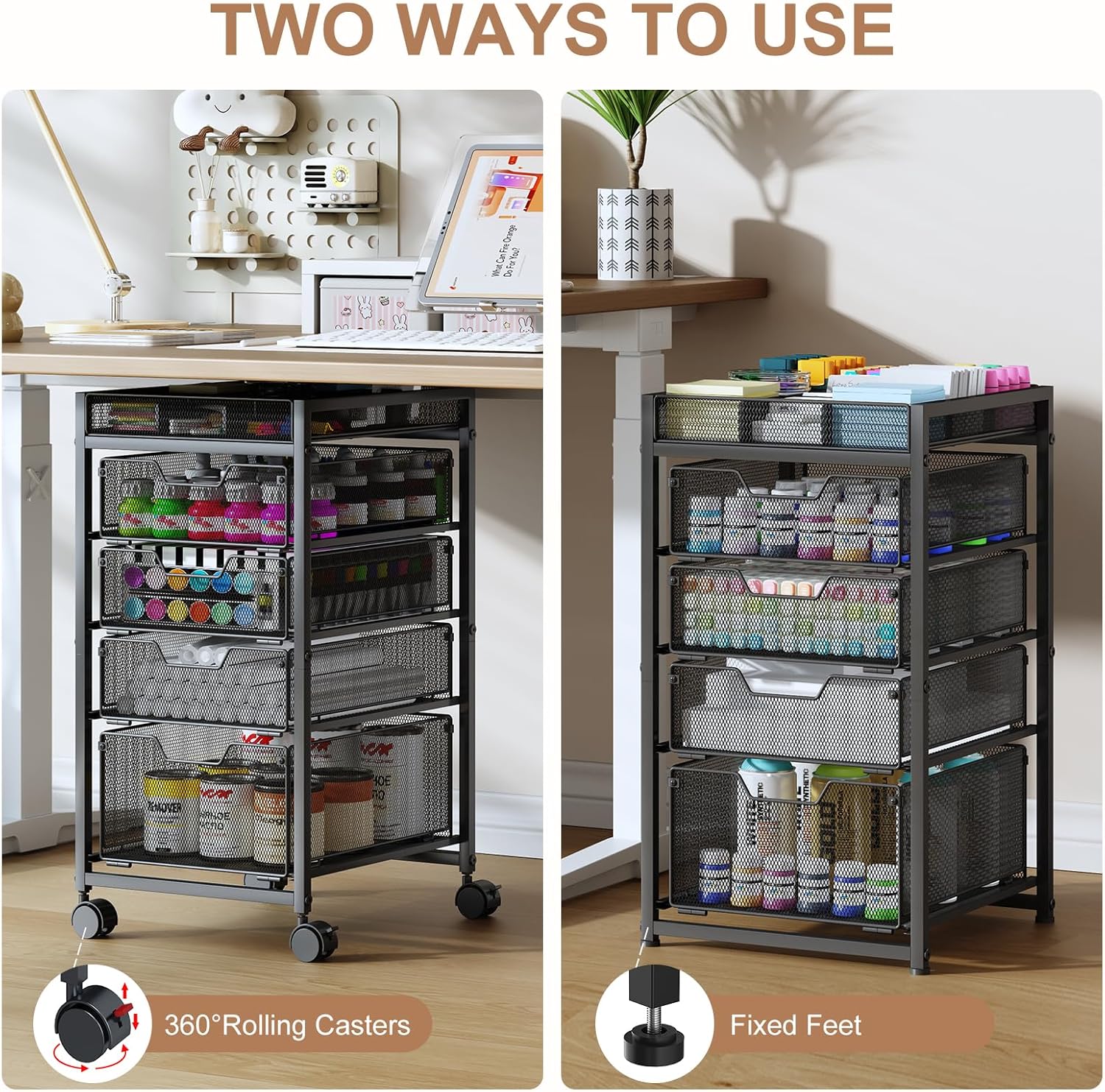 Rolling Utility Cart with 4 Dr - Art Craft Organizer avis et prix