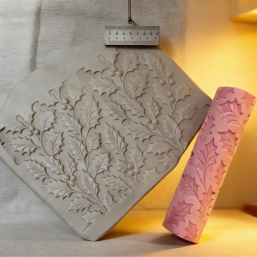 Winter Holly Leaf Clay Relief  - Art Craft Winter avis et prix