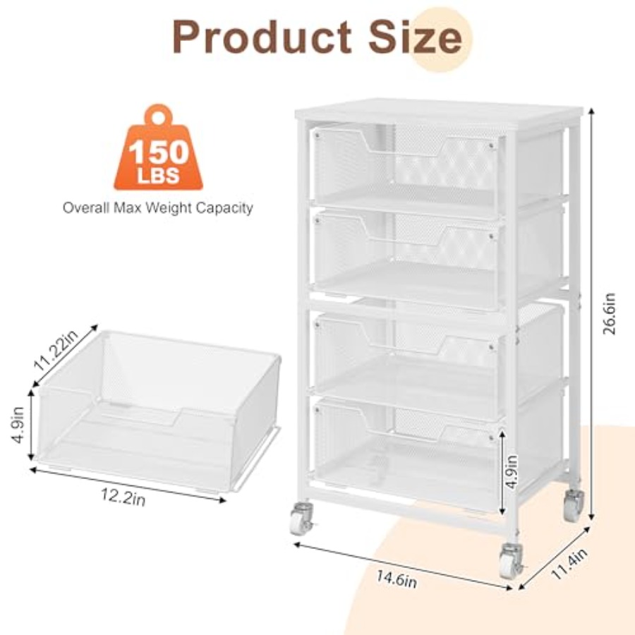 4-Drawer Rolling Storage Cart  - Art Craft Organizer avis et prix
