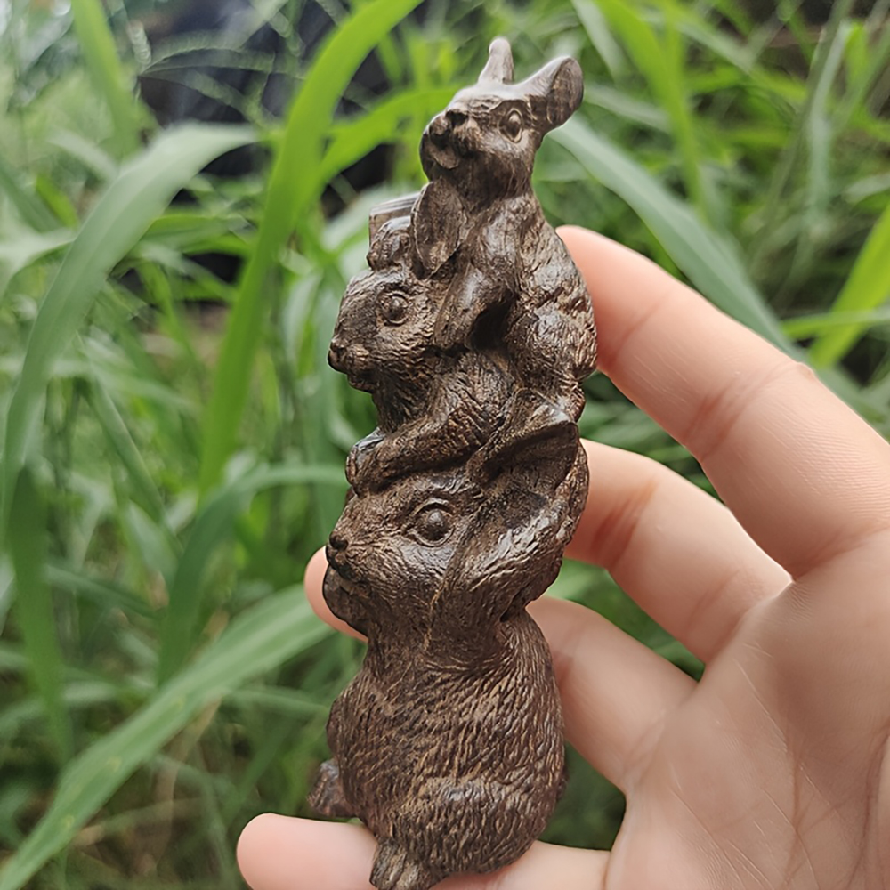 Wooden Three Rabbits Stacking  - Art Craft Winter avis et prix