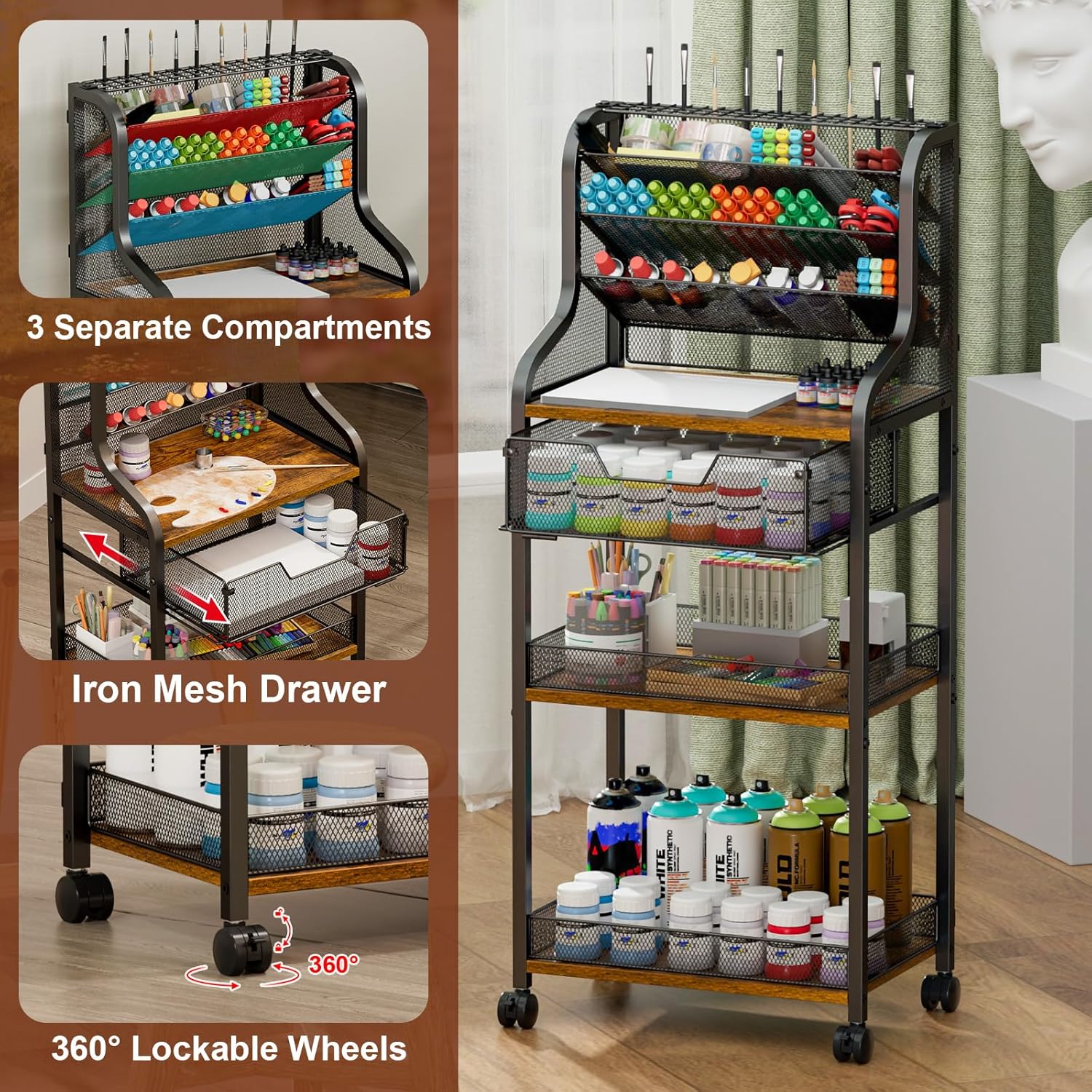 7-Tier Rolling Utility Cart wi - Art Craft Organizer avis et prix