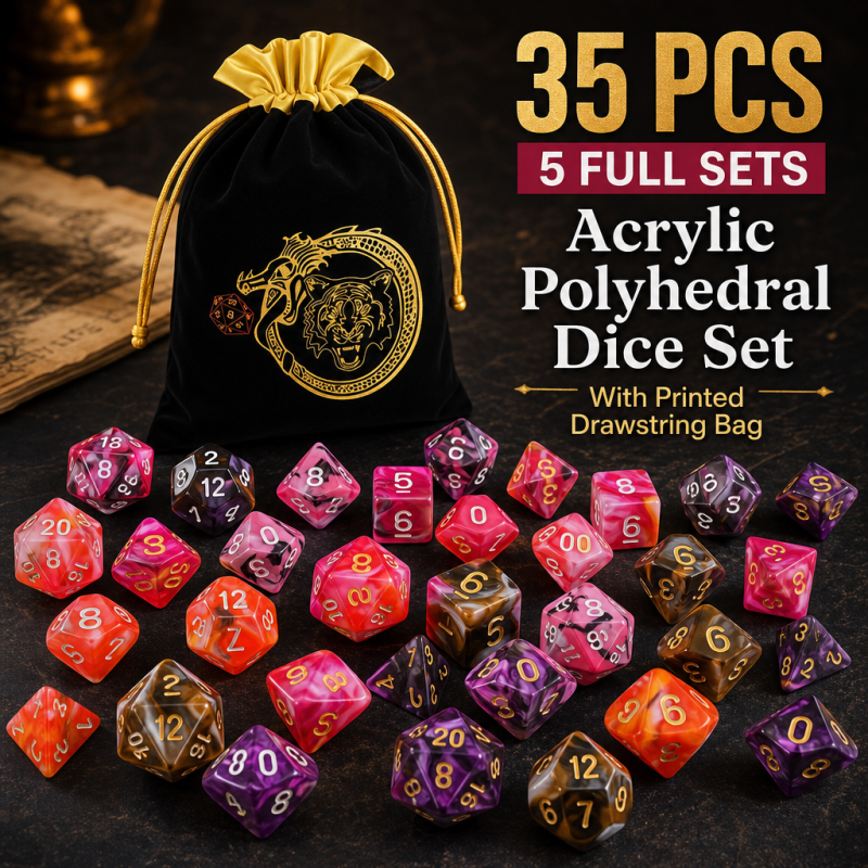 DND 5 Sets 35 pcs Polyhedral D - Art Craft Bag avis et prix