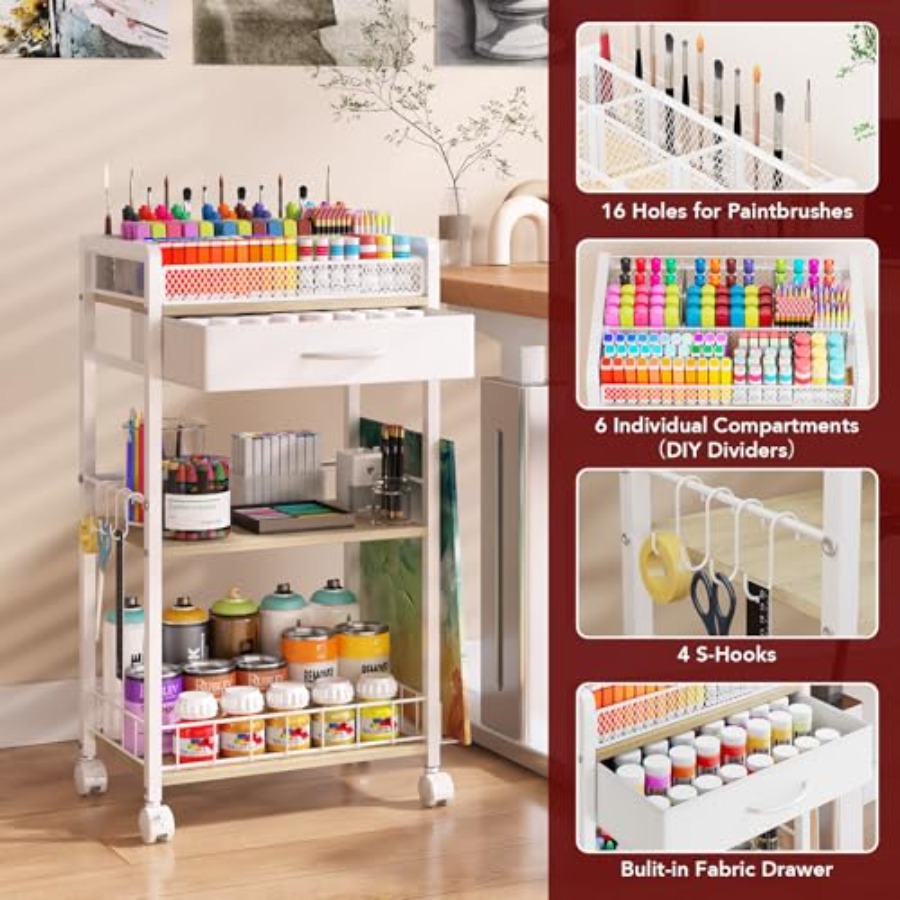 3 Tier Rolling Cart - Metal Ut - Art Craft Organizer avis et prix