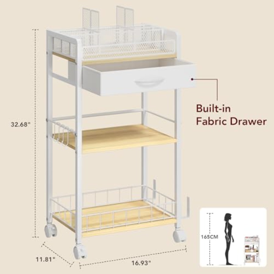 3 Tier Rolling Cart - Metal Ut - Art Craft Organizer avis et prix