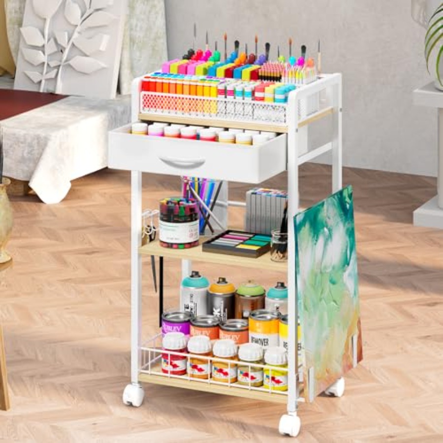3 Tier Rolling Cart - Metal Ut - Art Craft Organizer avis et prix